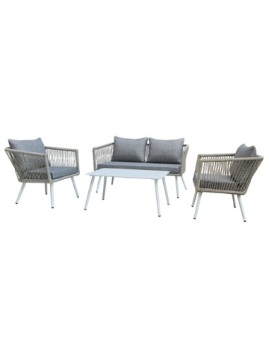 CONJUNTO DE EXTERIOR TIRRENO ALUMINIUM GRIS / RATTAN