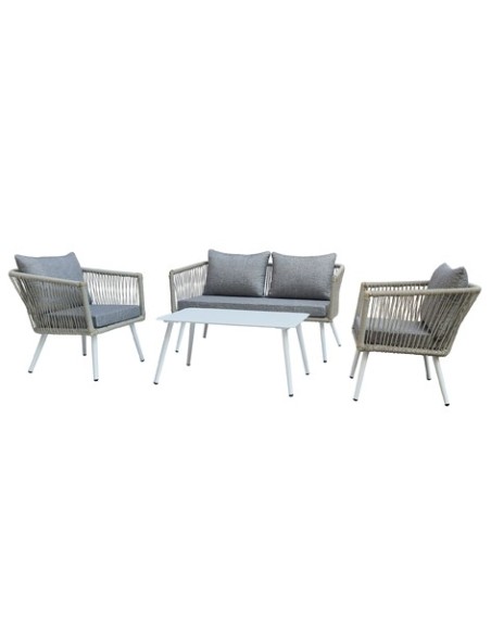 CONJUNTO DE EXTERIOR TIRRENO ALUMINIUM GRIS / RATTAN