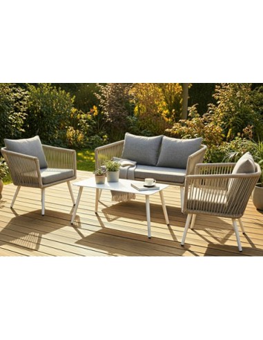CONJUNTO DE EXTERIOR TIRRENO ALUMINIUM GRIS / RATTAN