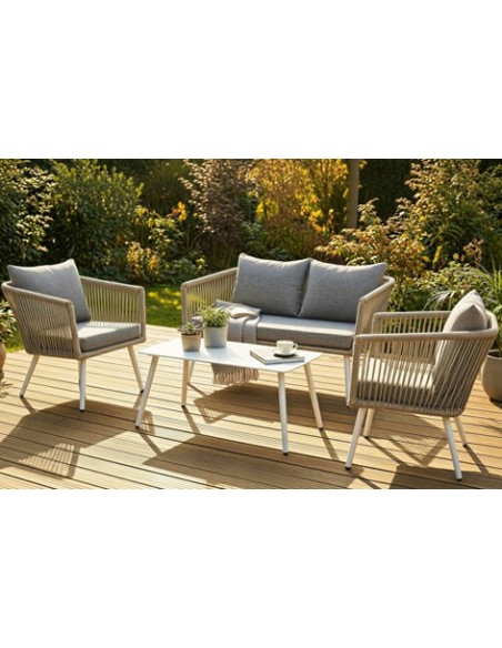 CONJUNTO DE EXTERIOR TIRRENO ALUMINIUM GRIS / RATTAN