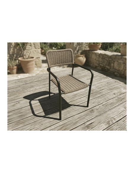 SILLA DE EXTERIOR SAVA MIMBRE / NEGRO