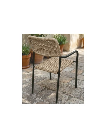 SILLA DE EXTERIOR SAVA MIMBRE / NEGRO