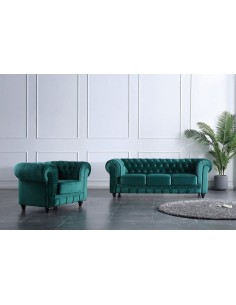SOFÁ CHESTERFIELD 3 PLAZAS VELVET VERDE 2