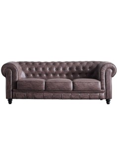 SOFÁ CHESTERFIELD 3 PLAZAS CHOCOLATE VINTAGE