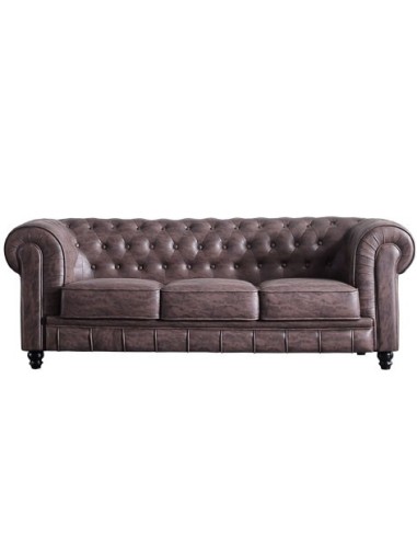 SOFÁ CHESTERFIELD 3 PLAZAS CHOCOLATE VINTAGE