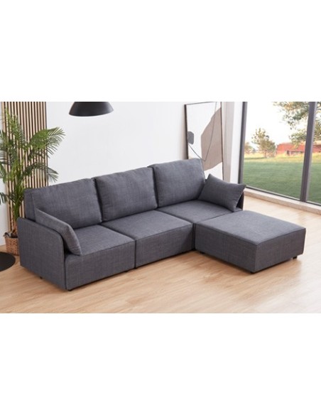 PUFF 90 X 90 CM SOFÁ MODULAR MOU TEJIDO GRIS