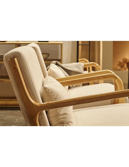 BUTACA TOKIO MICROFIBRA BEIGE / MADERA