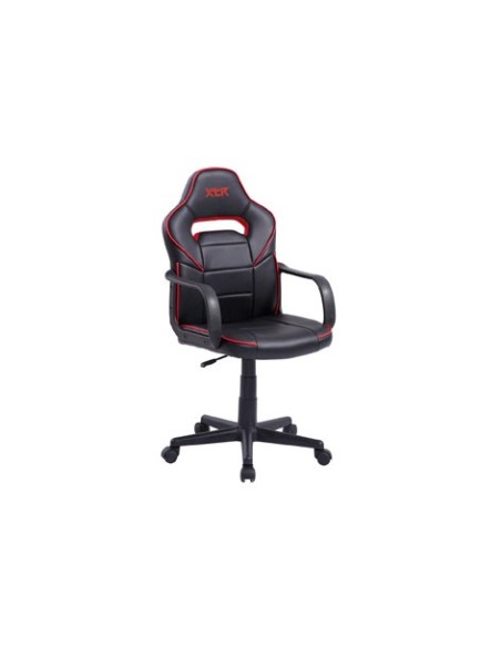 SILLÓN GIRATORIO XTR JUNIOR SÍMIL PIEL NEGRO - DETALLES EN ROJO