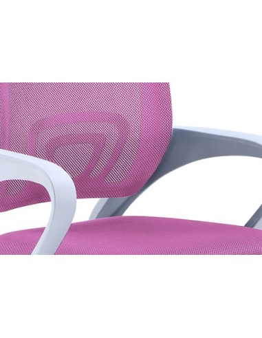 SILLA GIRATORIA LINE RED TRANSPIRABLE ROSA ESTRUCTURA BLANCA