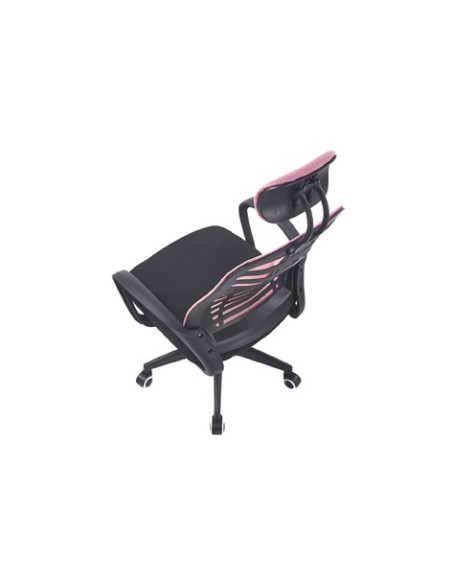 SILLON GIRATORIO CON REPOSACABEZAS KNECK RED TRANSPIRABLE NEGRO / ROSA