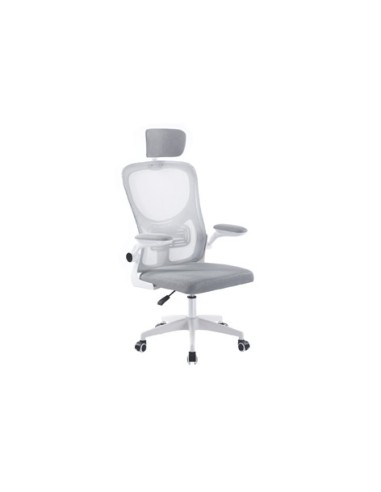 SILLON GIRATORIO CON REPOSACABEZAS AERO RED TRANSPIRABLE GRIS ESTRUCTURA BLANCA