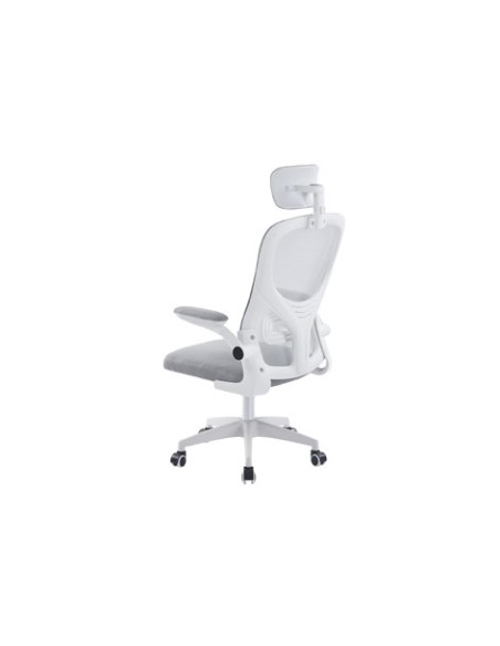 SILLON GIRATORIO CON REPOSACABEZAS AERO RED TRANSPIRABLE GRIS ESTRUCTURA BLANCA