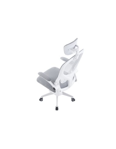 SILLON GIRATORIO CON REPOSACABEZAS AERO RED TRANSPIRABLE GRIS ESTRUCTURA BLANCA