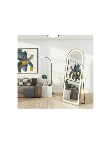 ESPEJO PIE CON MARCO DORADO E ILUMINACION LED MAKE-UP 65 X 170 CM