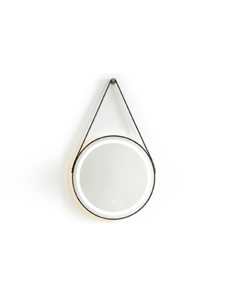 ESPEJO COLGAR CON MARCO NEGRO E ILUMINACION LED BELT 60 X 60 CM