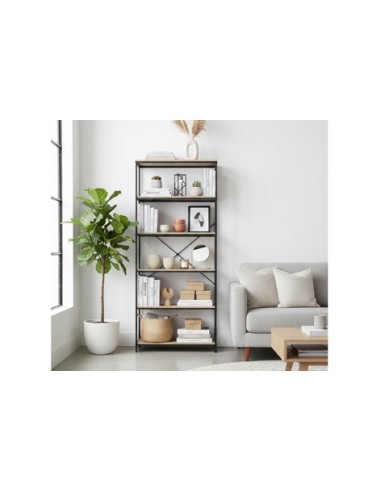 ESTANTERIA 6 ESTANTES DECK 75 X 180 CM OAK / NEGRO