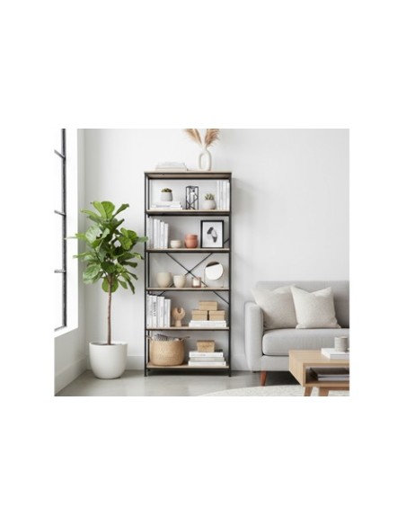 ESTANTERIA 6 ESTANTES DECK 75 X 180 CM OAK / NEGRO