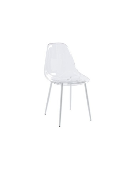 SILLA COMEDOR TELMA TRANSPARENTE PATAS BLANCAS