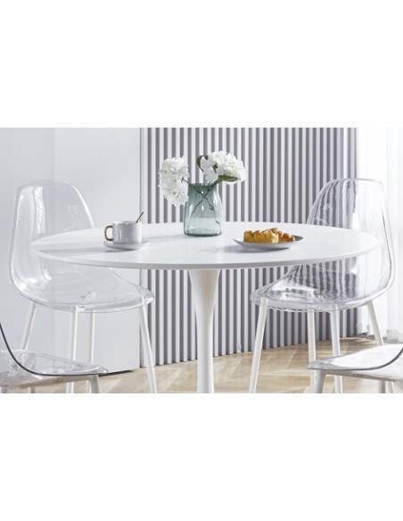 SILLA COMEDOR TELMA TRANSPARENTE PATAS BLANCAS