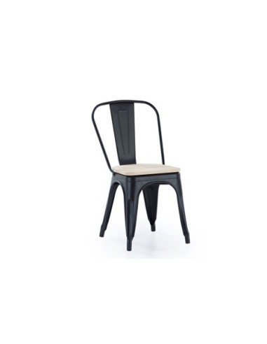 SILLA COMEDOR TOLIX NEGRO ASIENTO ROBLE NORDISH