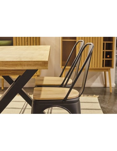 SILLA COMEDOR TOLIX NEGRO ASIENTO ROBLE NORDISH