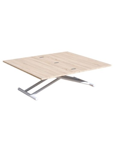 MESA CENTRO ELEVABLE Y EXTENSIBLE UP - DOWN BLANCO / ROBLE 100 x 50 CM