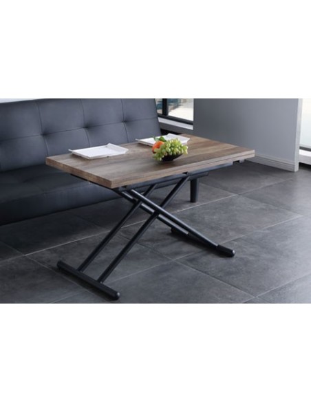 MESA CENTRO ELEVABLE Y EXTENSIBLE UP - DOWN NOGAL / NEGRO 100 x 50 CM