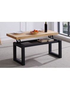 MESA CENTRO ELEVABLE LOFT 120 x 60 CM ROBLE NORDISH/ NEGRO