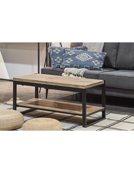 MESA CENTRO ELEVABLE Y EXTENSIBLE STEVE  100 x 45 CM ROBLE HONEY / NEGRO