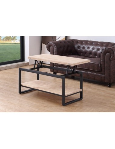 MESA CENTRO ELEVABLE Y EXTENSIBLE STEVE 100 x 45 CM ROBLE NORDISH / NEGRO