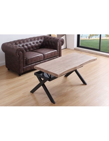 MESA CENTRO ELEVABLE XENA 120 X 66 CM TAPA CON FORMA ROBLE HONEY  / NEGRO