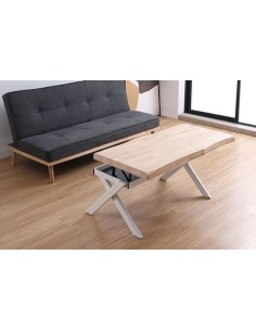 MESA CENTRO ELEVABLE XENA 120 X 66 CM TAPA CON FORMA ROBLE NORDISH  / BLANCO