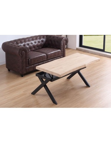 MESA CENTRO ELEVABLE XENA 120 X 66 CM TAPA CON FORMA ROBLE NORDISH  / NEGRO