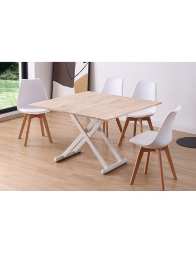 MESA CENTRO ELEVABLE Y EXTENSIBLE NATURAL 110 X 57 CM ROBLE NORDISH / BLANCO