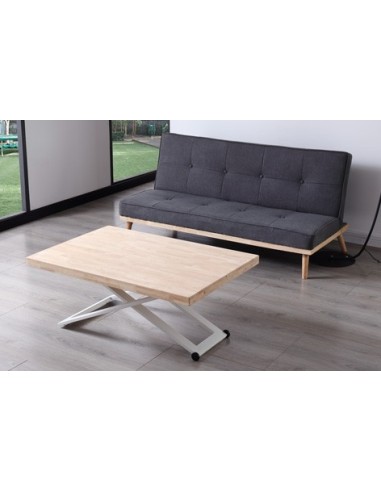 MESA CENTRO ELEVABLE ZOE 120 x 80 CM ROBLE NORDISH / BLANCO