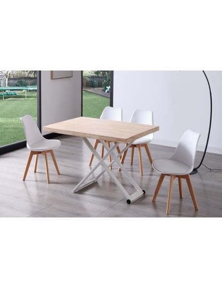 MESA CENTRO ELEVABLE ZOE 120 x 80 CM ROBLE NORDISH / BLANCO