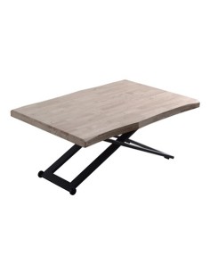 MESA CENTRO ELEVABLE ZOE 120 x 80 CM ROBLE HONEY / NEGRO TAPA CON FORMA