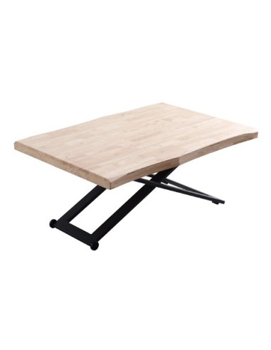 MESA CENTRO ELEVABLE ZOE 120 x 80 CM ROBLE NORDISH / NEGRO TAPA CON FORMA