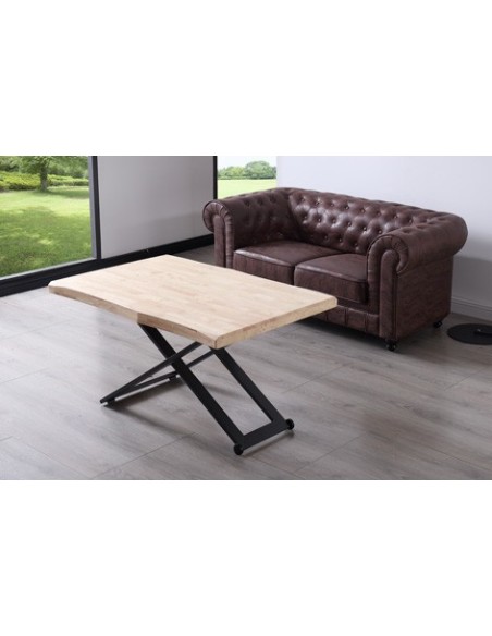 MESA CENTRO ELEVABLE ZOE 120 x 80 CM ROBLE NORDISH / NEGRO TAPA CON FORMA