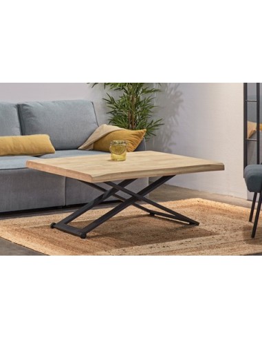 MESA CENTRO ELEVABLE ZOE 120 x 80 CM ROBLE NORDISH / NEGRO TAPA CON FORMA