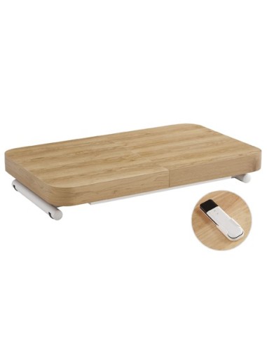 MESA CENTRO EXTENSIBLE 120 - 160 - 200 CM CON ELEVACION ELECTRICA TURIN OAK / BLANCO