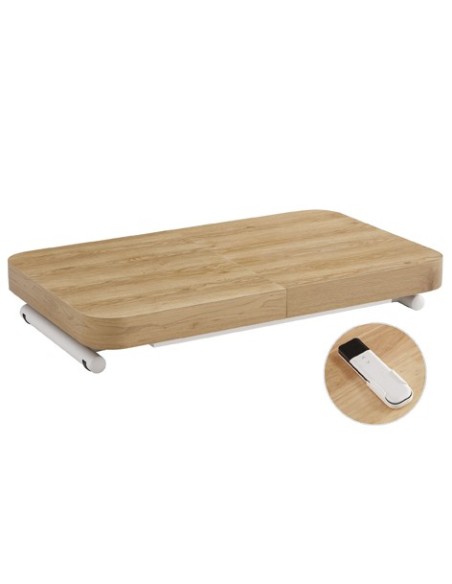 MESA CENTRO EXTENSIBLE 120 - 160 - 200 CM CON ELEVACION ELECTRICA TURIN OAK / BLANCO