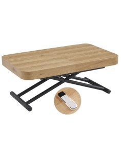 MESA CENTRO EXTENSIBLE 120 - 160 - 200 CM CON ELEVACION ELECTRICA TURIN OAK / NEGRO