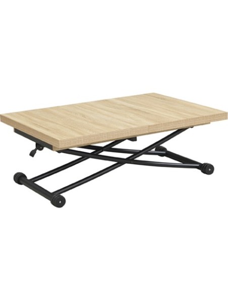 MESA CENTRO ELEVABLE Y EXTENSIBLE 100 - 130 - 160 CM TAYLOR OAK / NEGRO