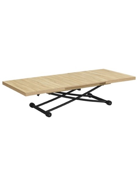 MESA CENTRO ELEVABLE Y EXTENSIBLE 100 - 130 - 160 CM TAYLOR OAK / NEGRO