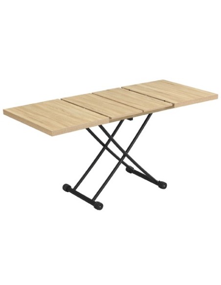 MESA CENTRO ELEVABLE Y EXTENSIBLE 100 - 130 - 160 CM TAYLOR OAK / NEGRO