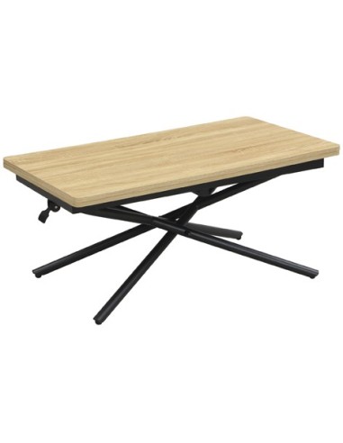 MESA CENTRO ELEVABLE Y EXTENSIBLE KATY 100 x 57 - 114 CM OAK / NEGRO