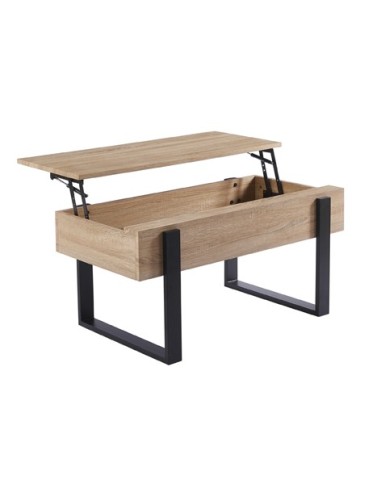 MESA CENTRO ELEVABLE 110 X 60 CM INDUSTRIAL OAK / NEGRO