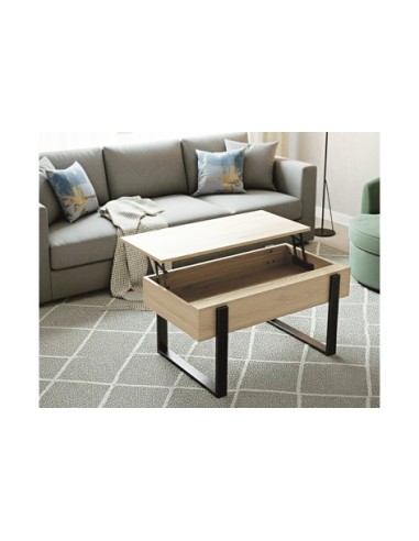 MESA CENTRO ELEVABLE 110 X 60 CM INDUSTRIAL OAK / NEGRO