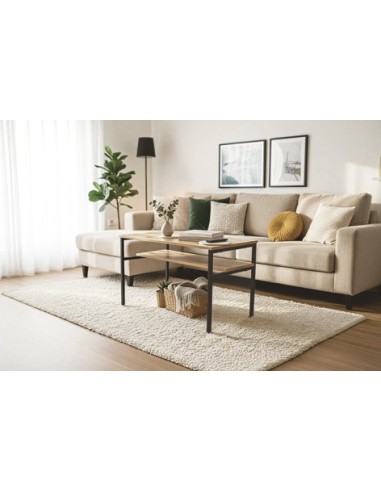 MESA CENTRO DECK 80 x 40 CM OAK / NEGRO